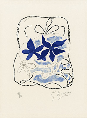 Georges Braque, "Les deux Iris bleus" (Die zwei blauen Schwertlilien), Vallier, Mourlot 187 S. 276 u.r., 133