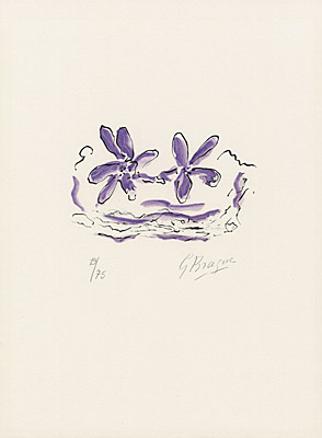 Georges Braque, "Deux fleurs violettes" (Zwei violette Blumen), Vallier, Mourlot 187 S. 274 u.l., 129