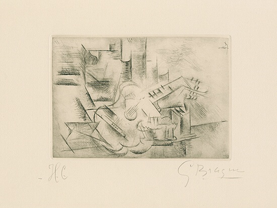 Georges Braque, "Petite guitare cubist" (Guitare sur une table), Vallier 2