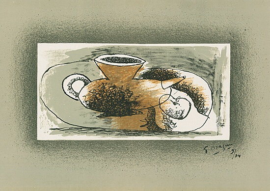 Georges Braque, "Théière sur fond gris",Vallier, Mourlot 34, 8