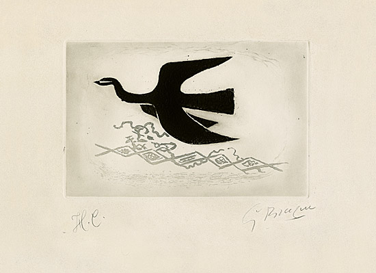 Georges Braque, "Oiseau noir sur fond bleu (Oiseau VIII)" vgl., Vallier 100