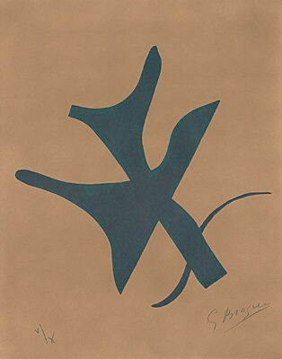 Georges Braque, "Oiseau vert sur fond brun" (Grüner Vogel vor braunem Grund), Vallier 181 S. 247 u.l.