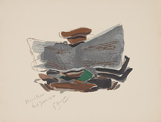 Georges Braque, "Nature morte: la musique" (Stillleben: Die Musik), Vallier 181 S. 252 u.r.
