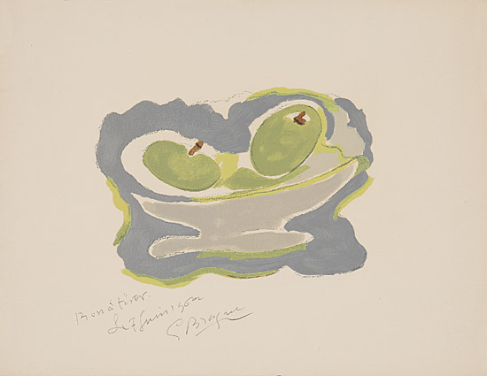 Georges Braque, "Nature morte: les pommes" (Stillleben: die Äpfel), Vallier 181 S. 250 u.r.