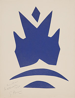 Georges Braque, "Poissons volants bleus" (Blaue fliegende Fische), Vallier 181 S. 253 u.