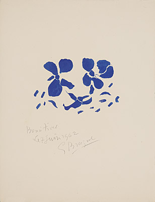 Georges Braque, "Fleurs bleues" (Blaue Blumen), Vallier 181 S. 252 o.l.