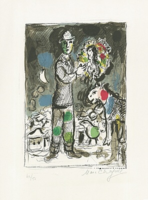 Marc Chagall, "Paysan au bouquet",Mourlot 550
