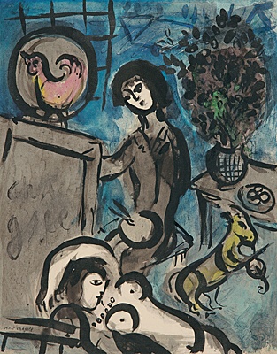 Marc Chagall, "L'artiste ou Le coq rose",Comité Marc Chagall