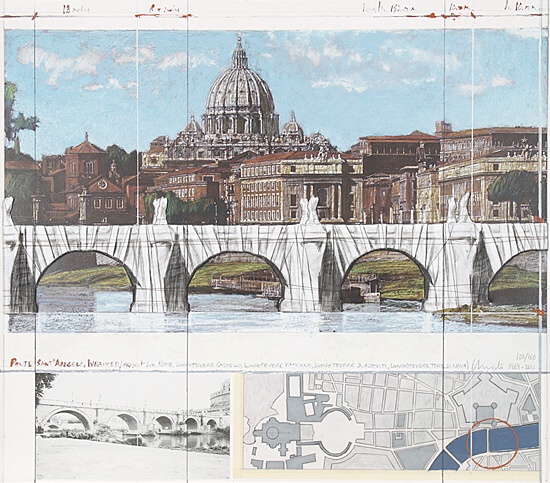 Christo & Jeanne-Claude, "Ponte Sant' Angelo, wrapped",vgl. Schellmann 123