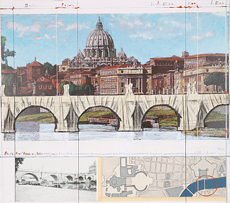 Christo, "Ponte Sant' Angelo, wrapped", Schellmann 205