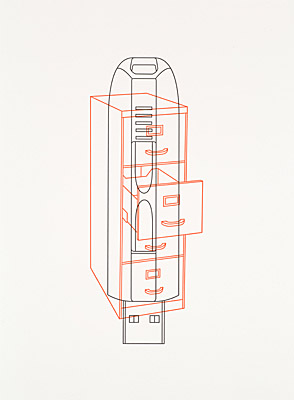 Michael Craig-Martin, "Filing cabinet / Memory Stick"