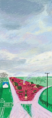 David Hockney, "Less Trees near Warter"