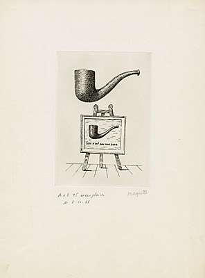 René Magritte, "Les Deux Mystères" oder "Ceci n‘est pas une pipe", Kaplan/Baum 12 A (von C)