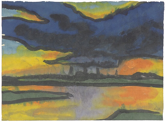 Emil Nolde, "Sonnenuntergang am Fluss"