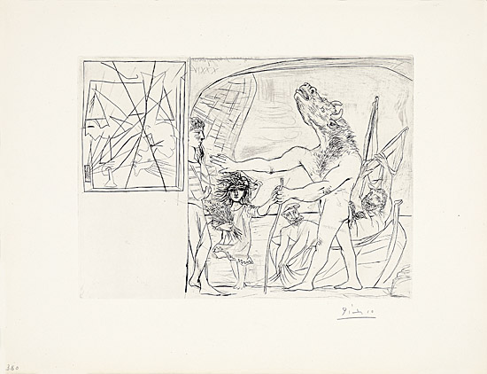 Pablo Picasso, "Minotaure aveugle guidé par une fillette, I", Bloch 222, Baer 434 B.c. von d.