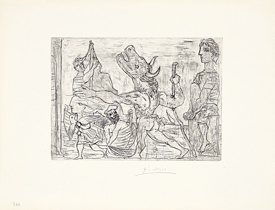 Pablo Picasso, "Minotaure aveugle guidé par une fillette, III", Bloch, Baer 0224, 436 B.c