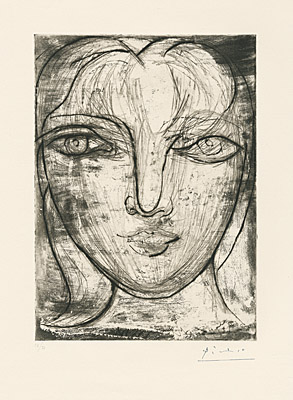 Pablo Picasso, "Tête de face" (Kopf von vorne), Bloch 276, Geiser/Baer 417 II C.b.1.