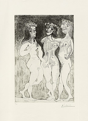 Pablo Picasso, "Trois femmes" / "Les trois grâces couronnées de fleurs", Bloch, Baer 0303, 631 III C.b.1.