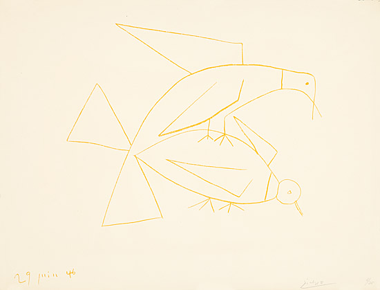 Pablo Picasso, "Les deux tourterelles, II", Bloch 406, Mourlot 50