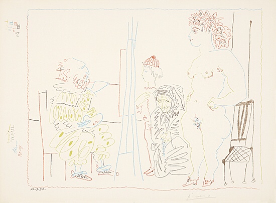 Pablo Picasso, "Le modèle et deux personnages",Bloch 759, Mourlot 258