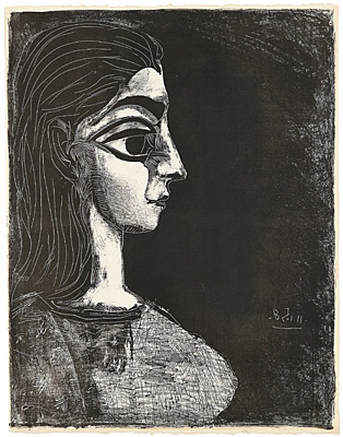 Pablo Picasso, "Buste de profil", Bloch 845, Mourlot 306