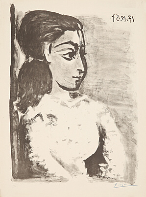 Pablo Picasso, "Buste de femme au corsage blanc",Bloch, Mourlot 0848, 311