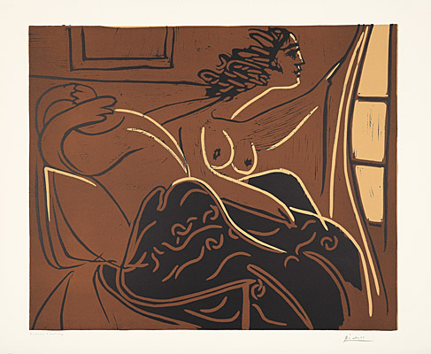 Pablo Picasso, "Femme regardant par la fenêtre" (Frau aus dem Fenster schauend), Bloch 925, Baer 1249 II B.b