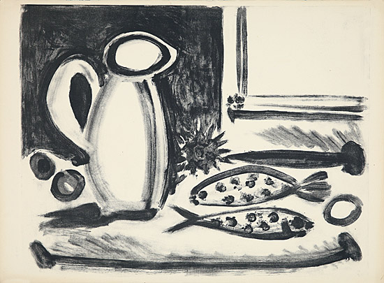 Pablo Picasso, "La table aux poissons, fond noir", Gauss 433, 439, 440