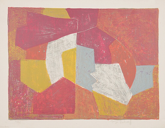 Serge Poliakoff, "Composition carmin, brune, jaune et grise",Poliakoff/Schneider, Rivière 11