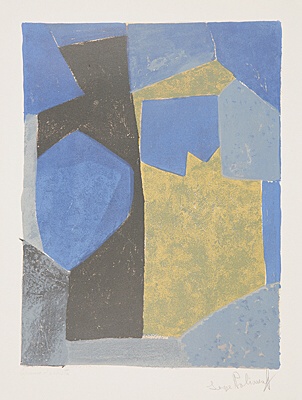 Serge Poliakoff, "Composition bleue, noire et jaune",Poliakoff/Schneider, Rivière 15