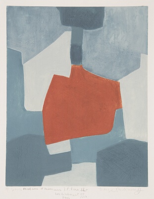 Serge Poliakoff, "Composition bleue et rouge",Poliakoff/Schneider, Rivière XXXI