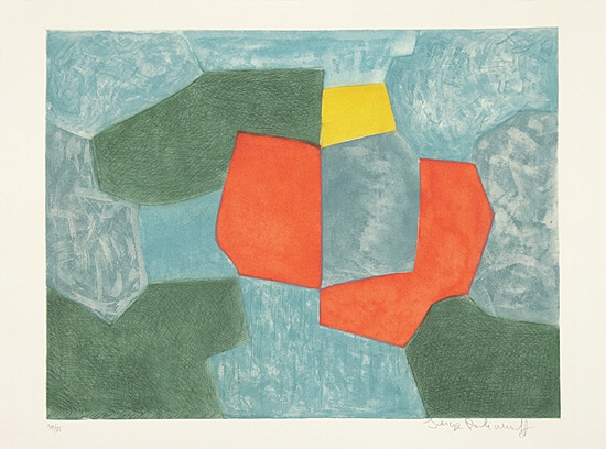 Serge Poliakoff, "Composition verte, bleue, rouge et jaune", Rivière XXXV